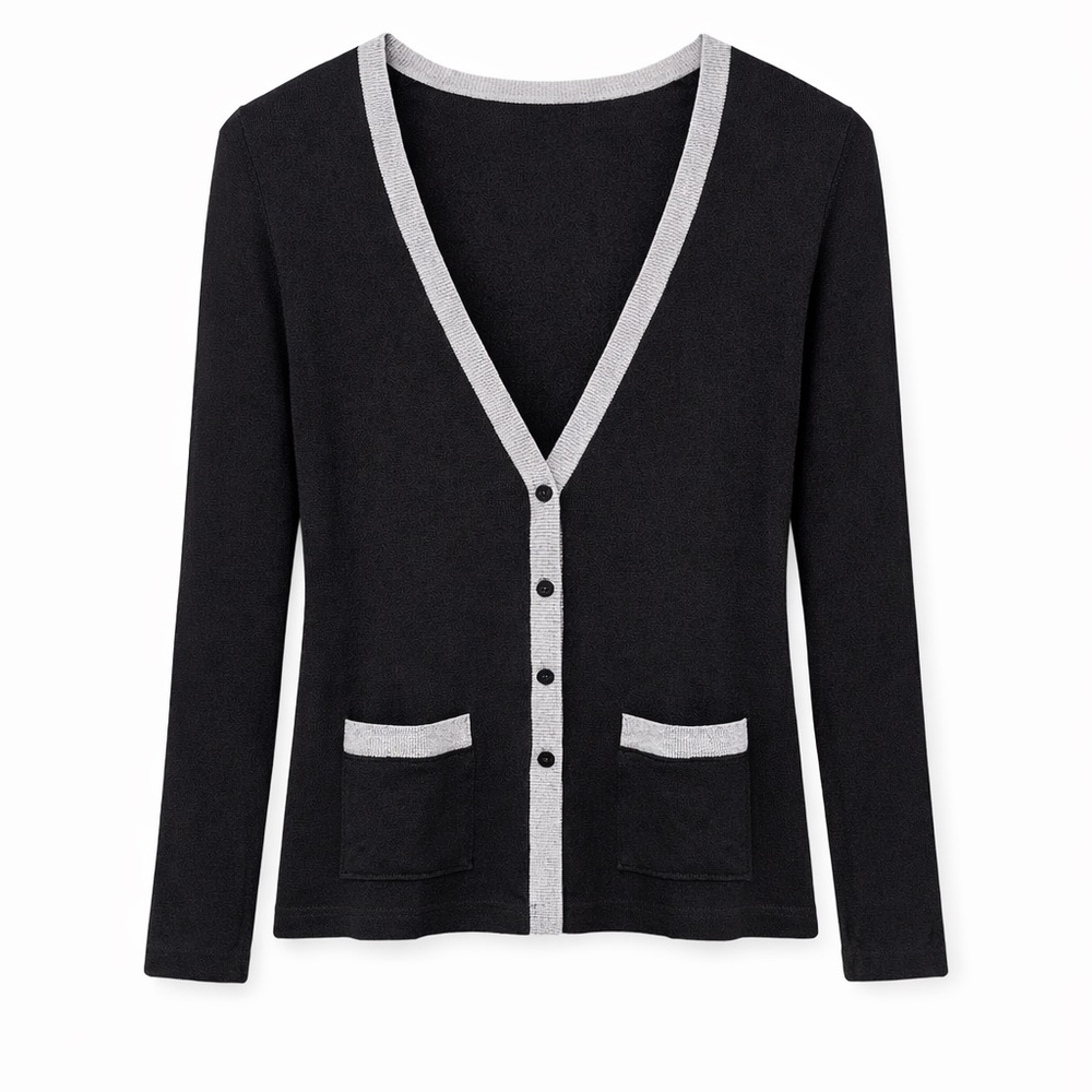 Banana Republic Black Cardigan with Gray Accents